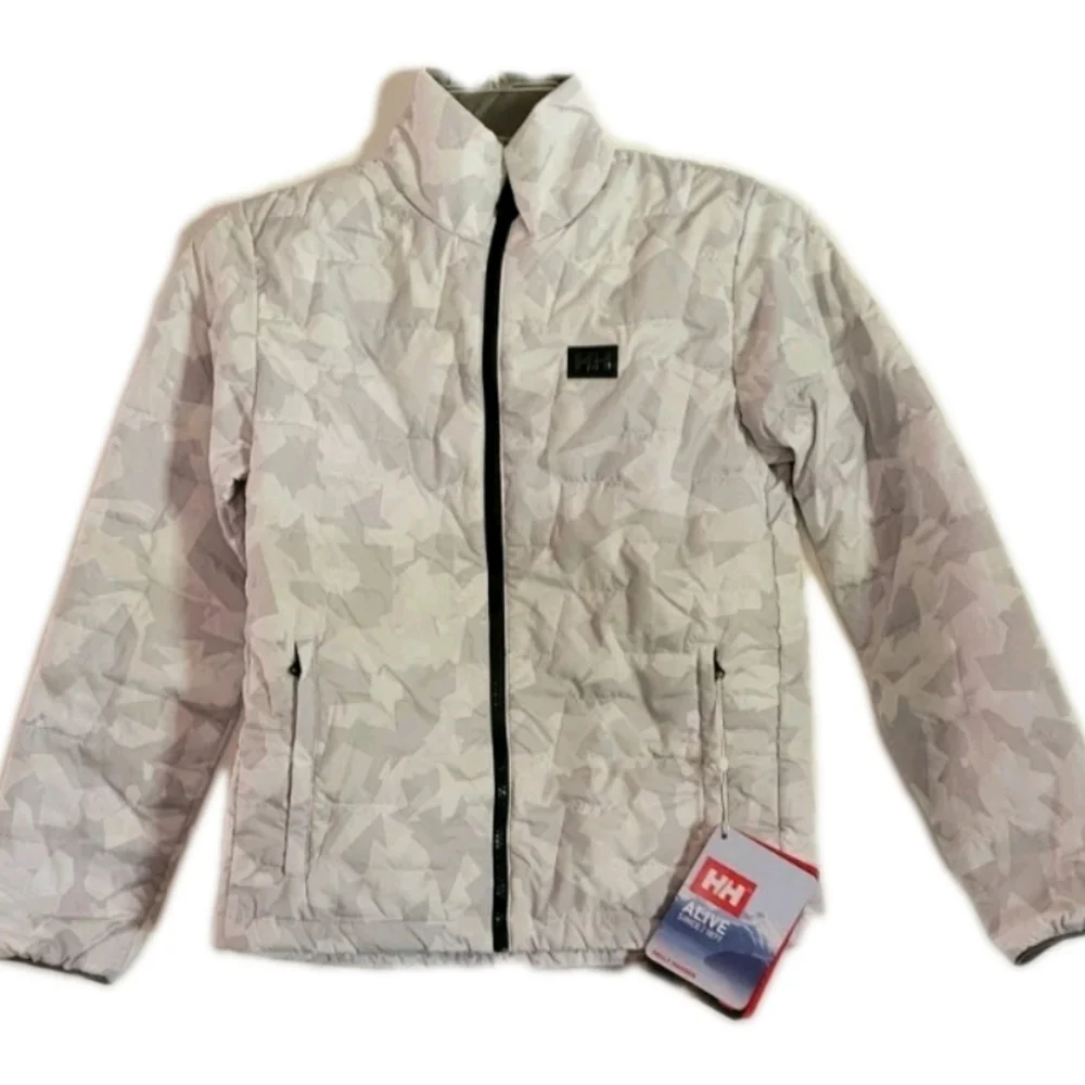 Helly Hansen Jr LifaLoft Insulated Jacket Packable Grey Camo Gorpcore Outdoor